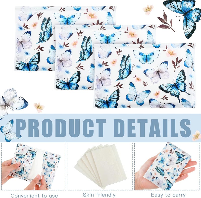 Geyee 50 Packs Tissue Travel Size Facial Paper Napkins Travel Packs Disposable Pocket Tissues for Wedding Guest Traveling School Purse Home Supplies, 500 Sheets 3 Ply(Vintage Butterfly) - Image 3